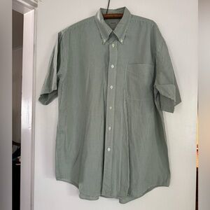 Vintage Izod green/white mens short sleeved button down size L EUC
